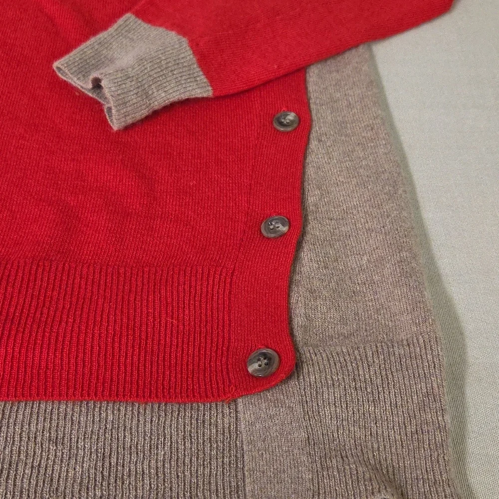 J. Crew Red and Tan Crewneck Sweater Size Small